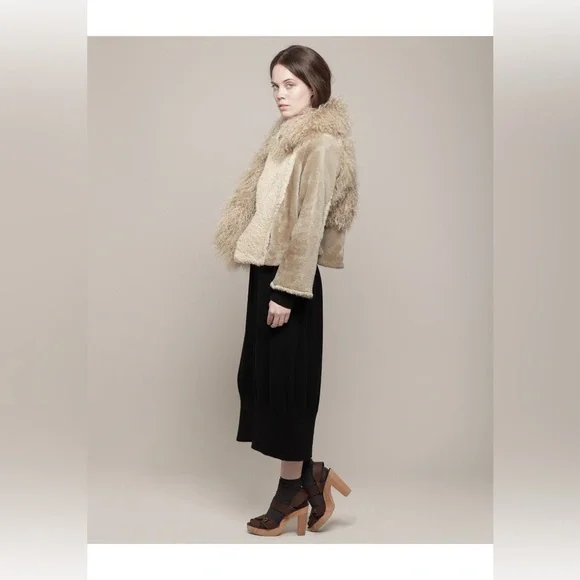 RARE OPENING CEREMONY Patchwork Shearling Jacket 100% Shearling Lamb Size medium - Picture 2 of 11